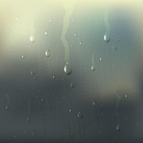 Misted Wet Glass Drops Realistic Composition vector