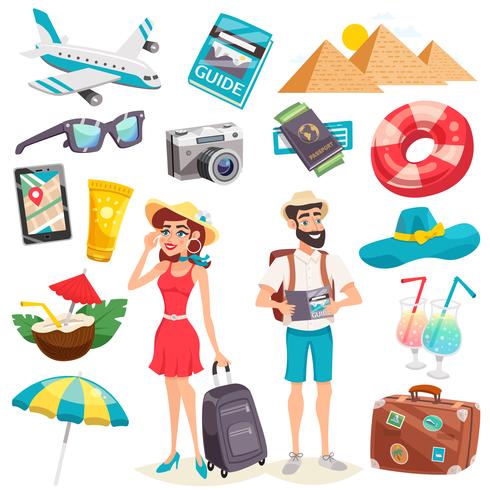 Conjunto de iconos de vacaciones de verano vector