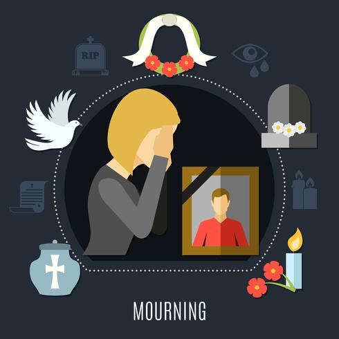 Mourning Concept Set vector