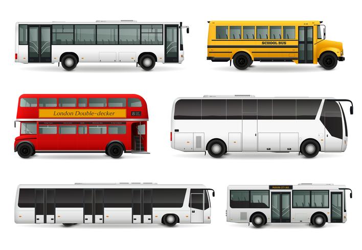 Bus Realistic Set vector