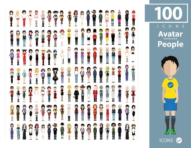 Set of colorful avatars of characters vector