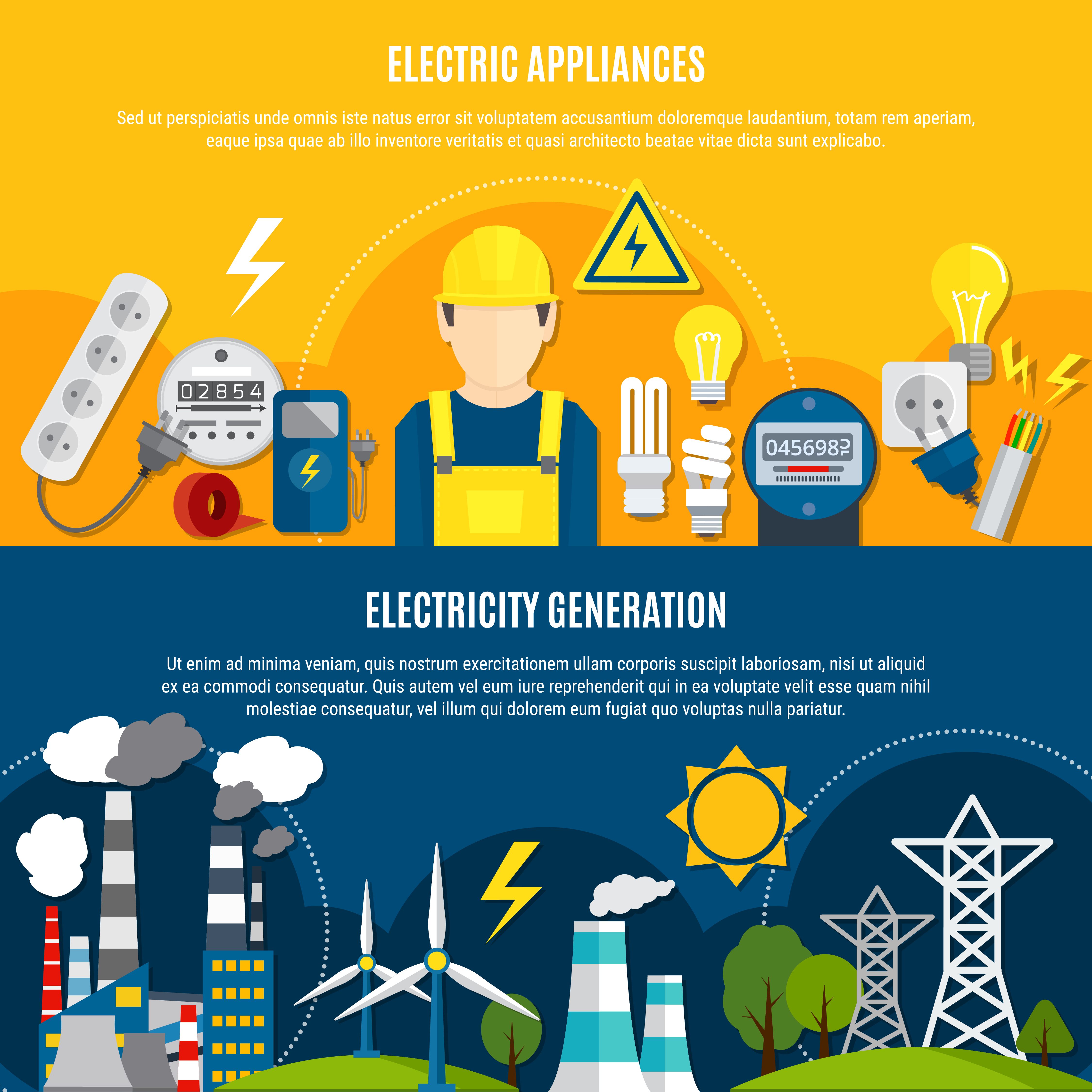 Electric Appliances And Power Generation Banners 475763 Vector Art at