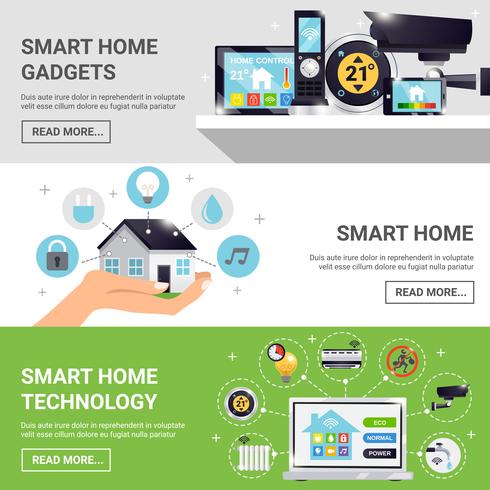 Smart Home Horizontal Banner Set vector