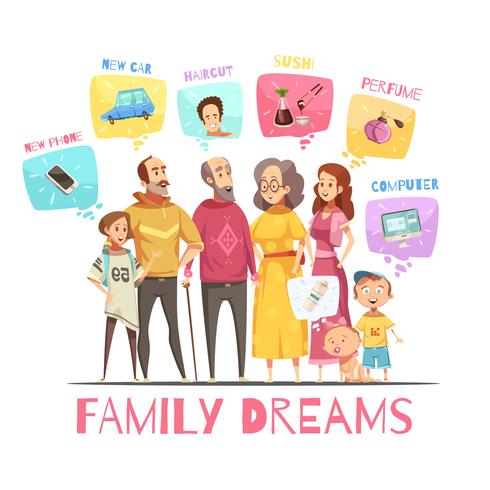 Family Dreaming Design Concept vector