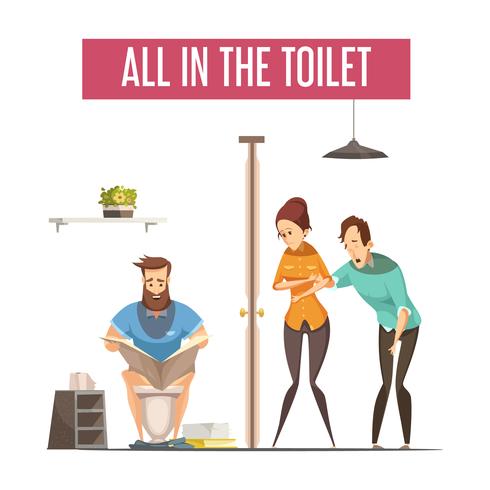 Queue At Toilet Design Concept vector