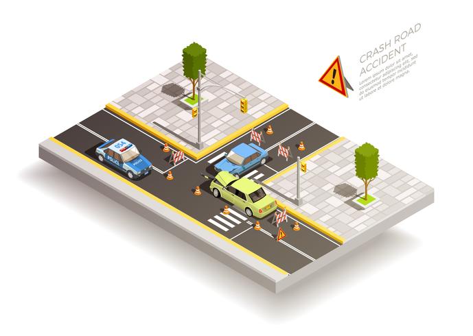 Car Accident Street Composition vector