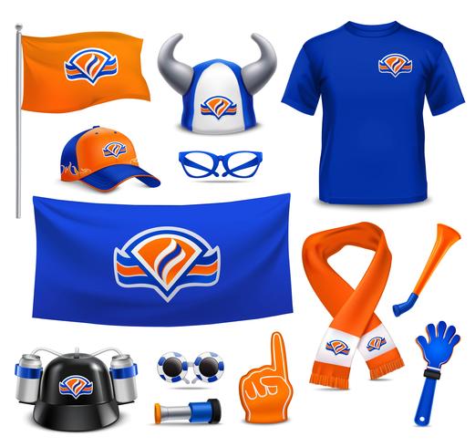 Fanáticos del deporte Fans Accesorios Realista Set vector