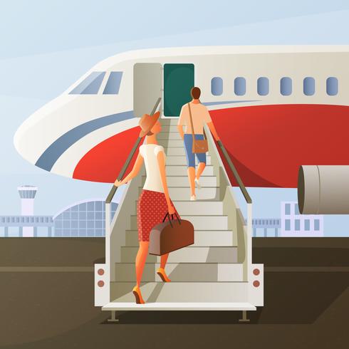 Boarding In Airplane Composition vector