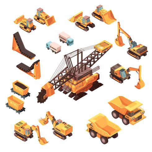 Extractive Equipment Isometric Set vector