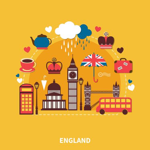 England Landmarks Design Concept  vector