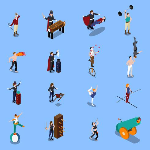 Magic Show People Isometric Set vector