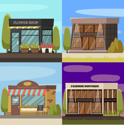  Shops Concept Icons Set vector