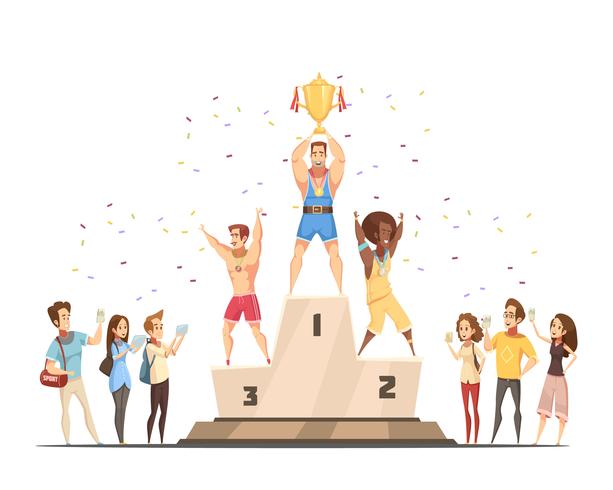 Medal Stand Honouring Composition vector