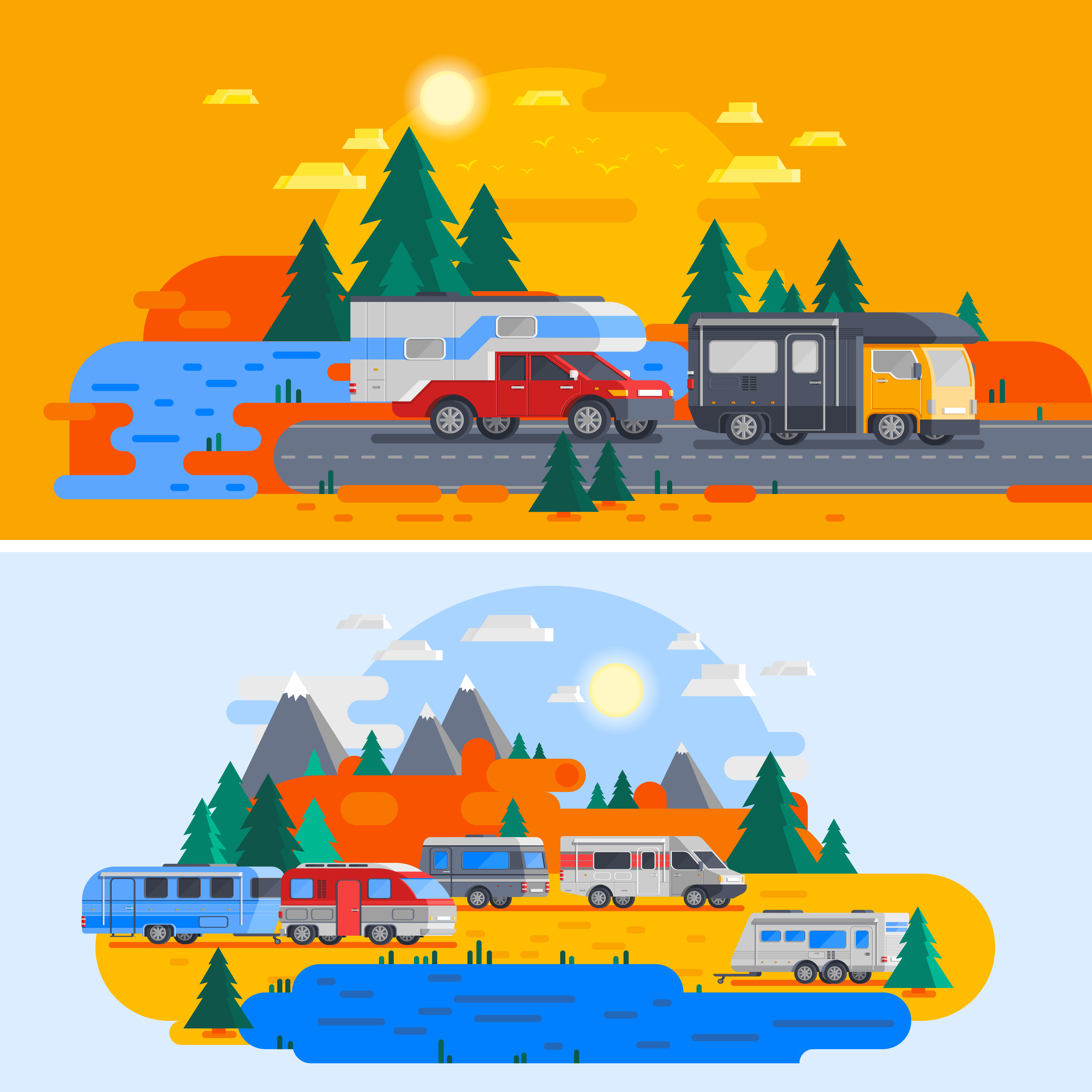 Recreational Vehicles Composition 475905 Vector Art at Vecteezy