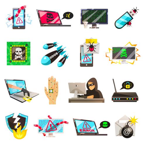 Computer Criminal Icons Collection vector