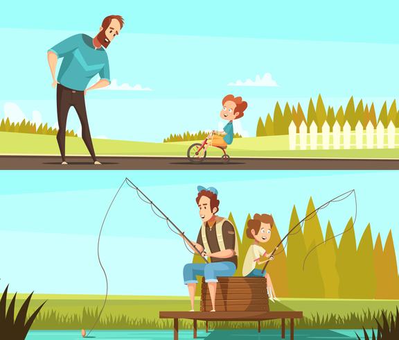 Fatherhood 2 Retro Cartoon Banners  vector