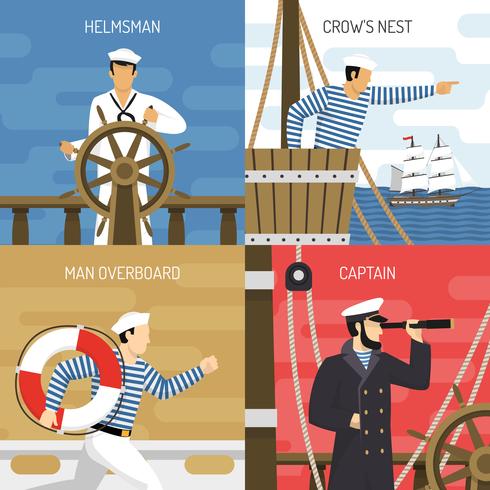  Ship Crew 4 Icons Concept  vector