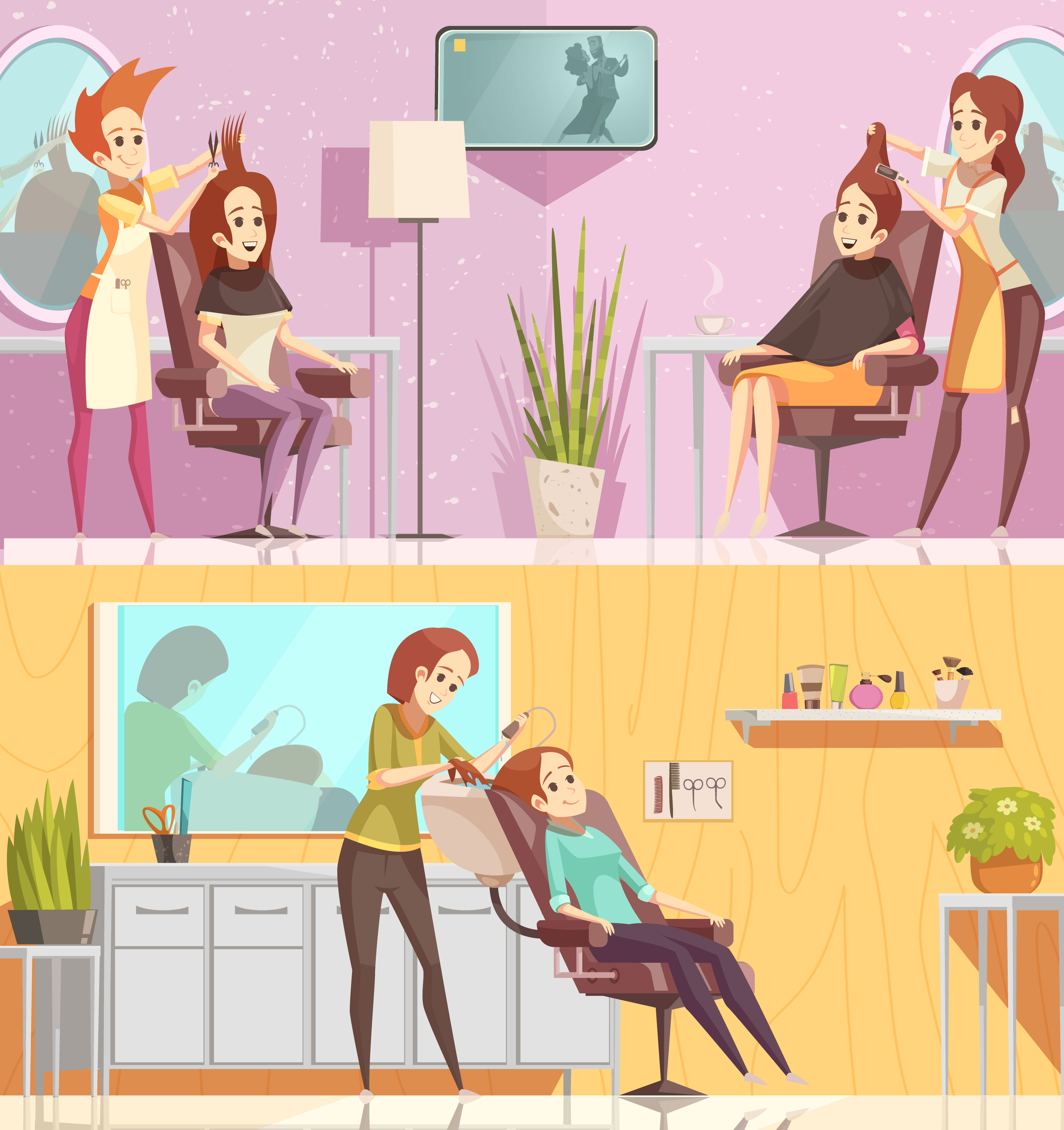  Hair  Salon  Horizontal Cartoon  Banners 475951 Vector Art at 