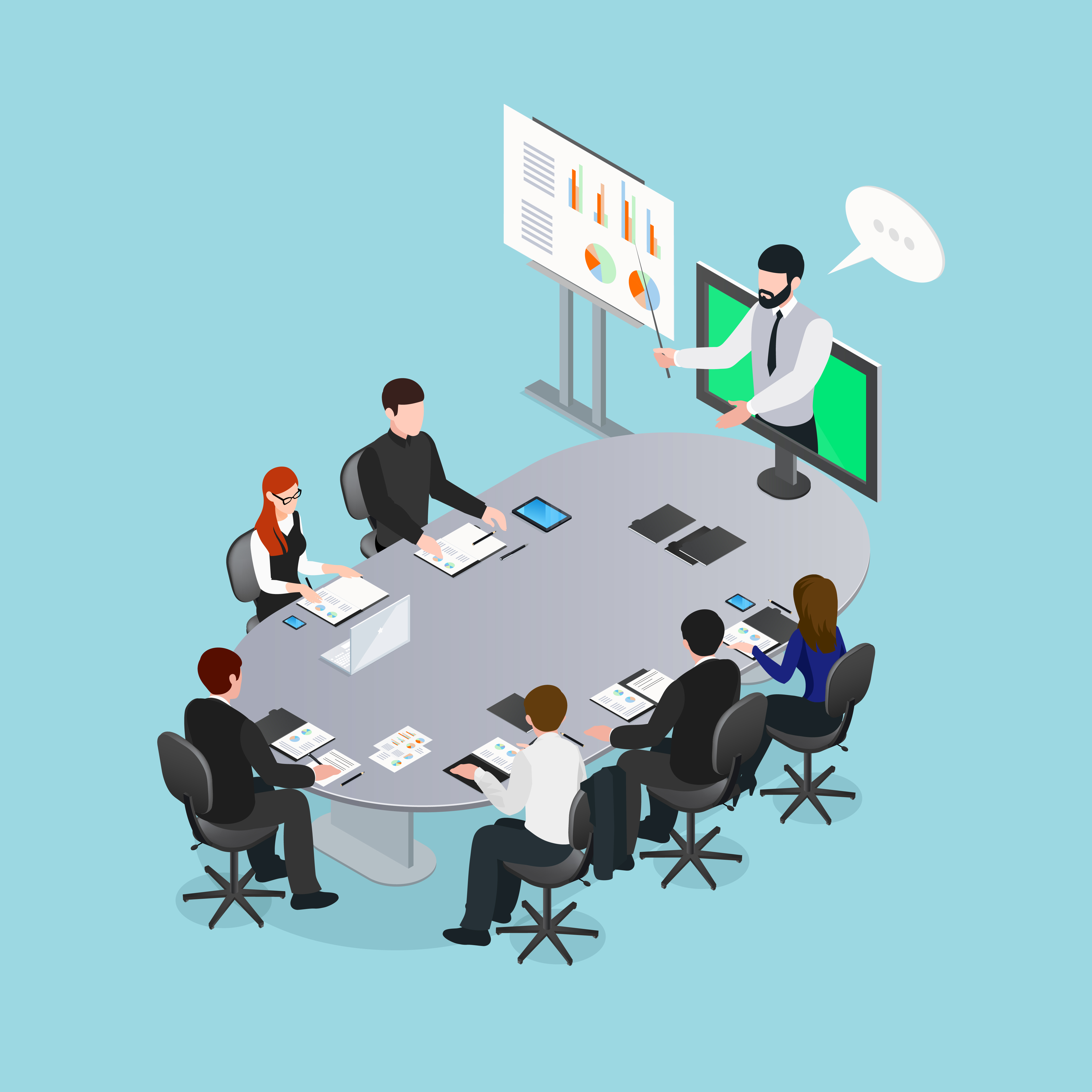 Online Conference Isometric Illustration 475959 Vector Art at Vecteezy