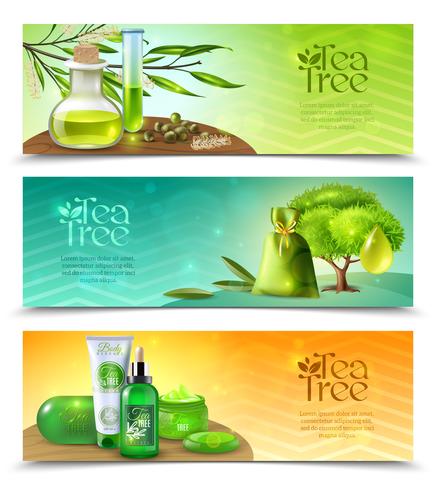 Banners horizontales de árbol de té vector