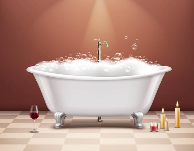 Bathtub With Foam Composition vector