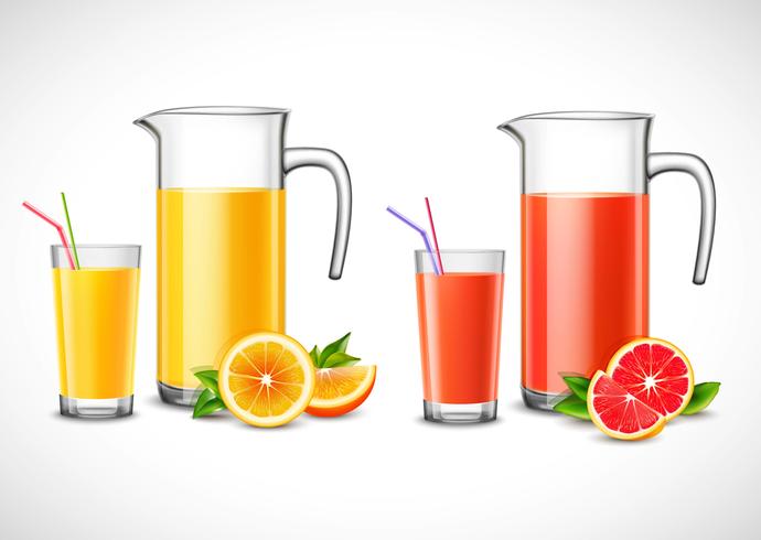 Jarras Con Jugo De Cítricos Ilustración vector