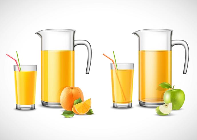 Jarras Con Jugo De Manzana Y Naranja vector