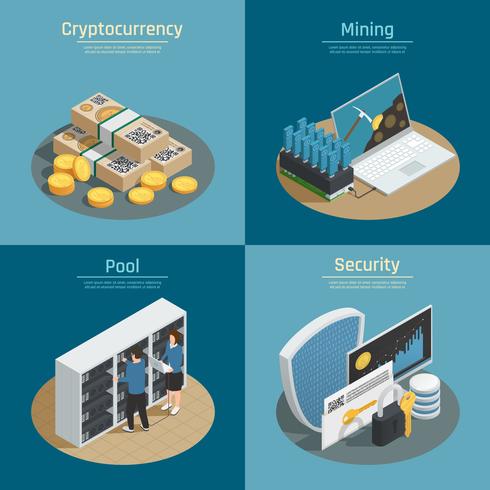 Cryptocurrency Isometric Compositions vector