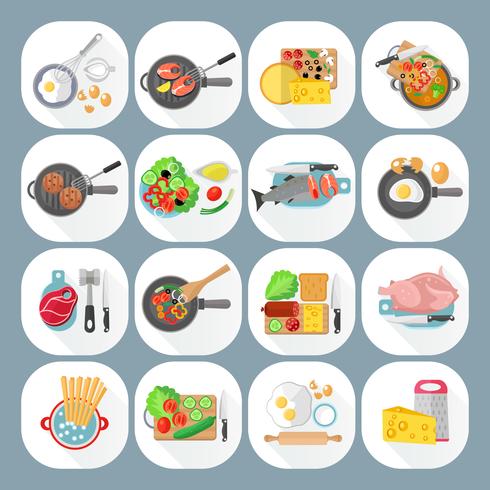 Home cooking day menu icons vector