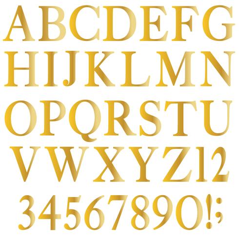 gold serif alphabet vector