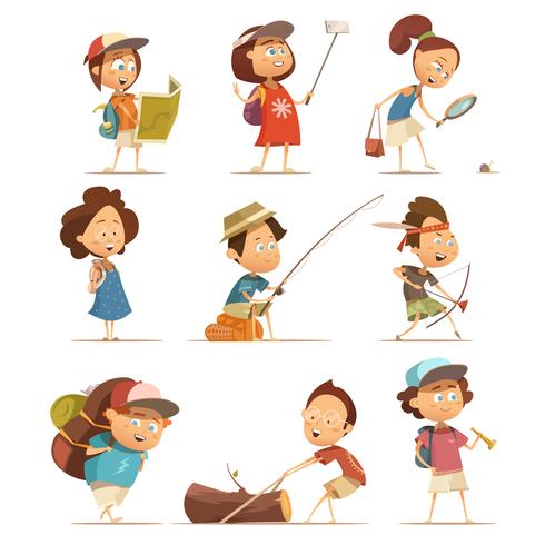 Camping Kids Icons Set  vector