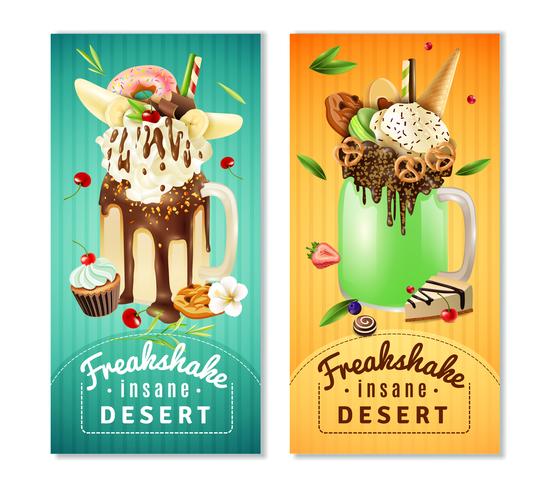 Extreme Freakshake Insane Dessert Banners Set vector