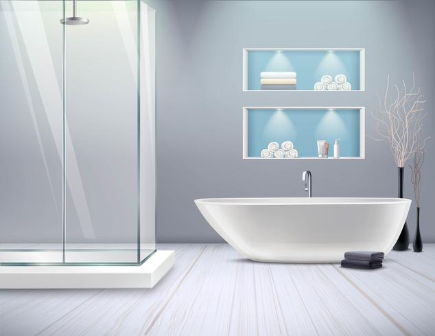 Interior de baño realista vector