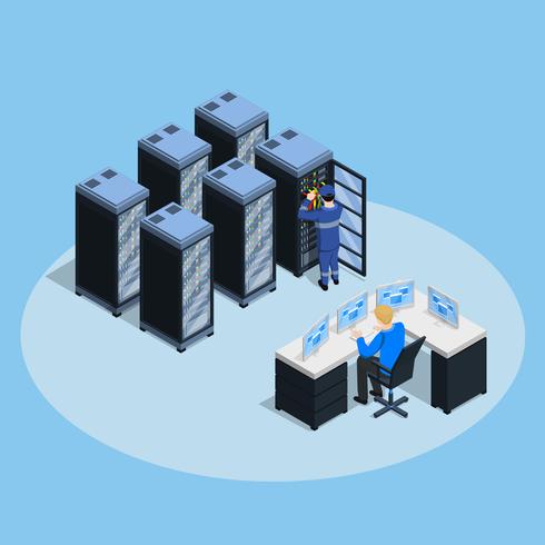 Data Center Isometric Composition vector