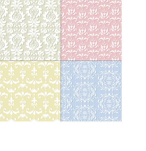 seamless pastel damask patterns vector