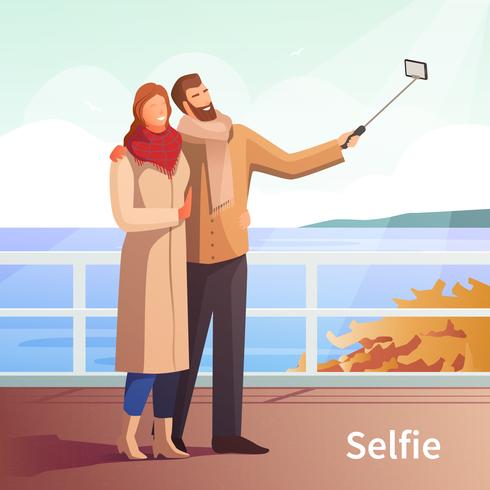 Fondo de otoño paseo Selfie vector