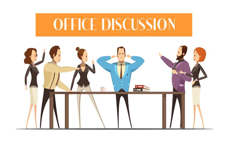 Office Discussion Cartoon Style Illustration vector