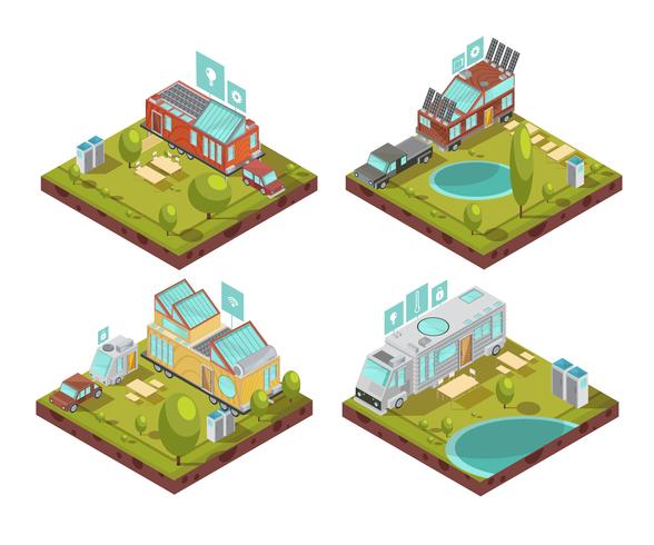 Mobile House Isometric Compositions vector