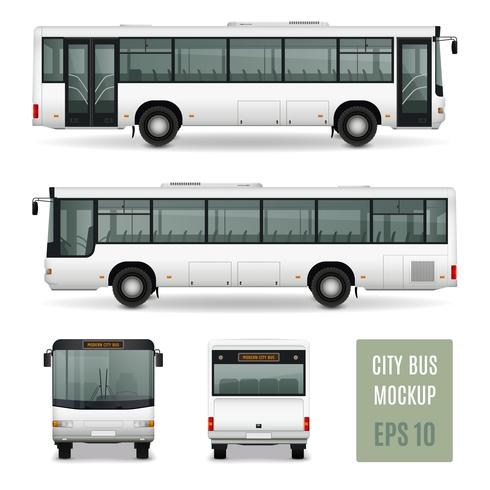 City Bus plantilla de publicidad realista vector