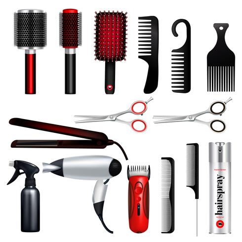 Hairdresser Big Icon Set vector