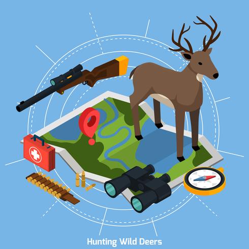 Hunting Isometric Concept vector