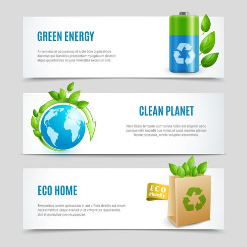Ecología Banners horizontales en diseño de papel. vector