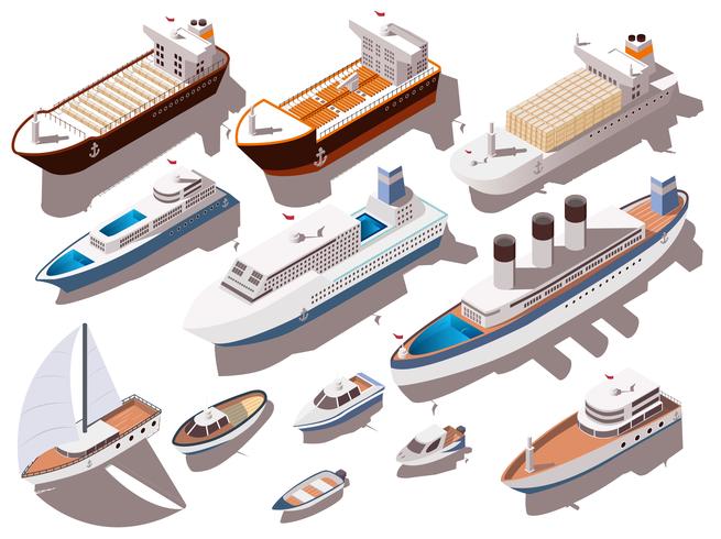 Ships Isometric Set vector