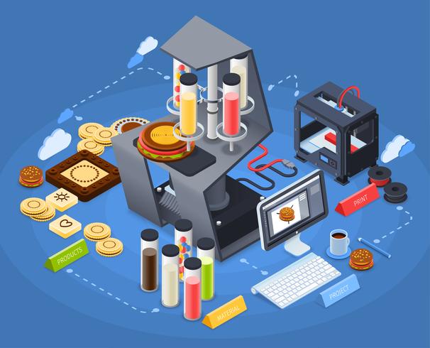 Printing Isometric Concept vector