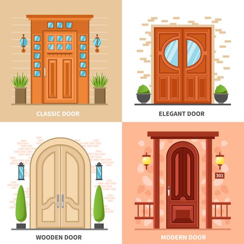 House Doors 2x2 Design Concept vector