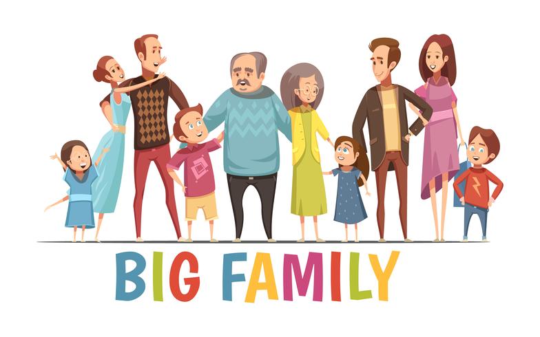 Big Happy Harmonious Family Portrait vector