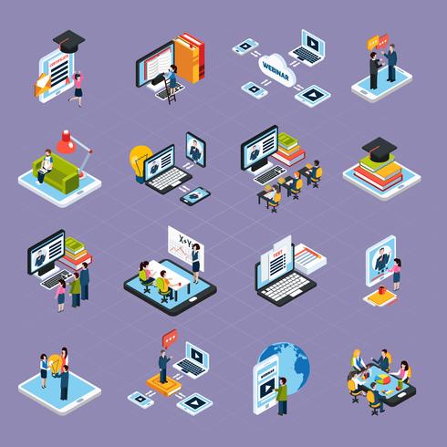 Webinar Podcasting Icons Set  vector