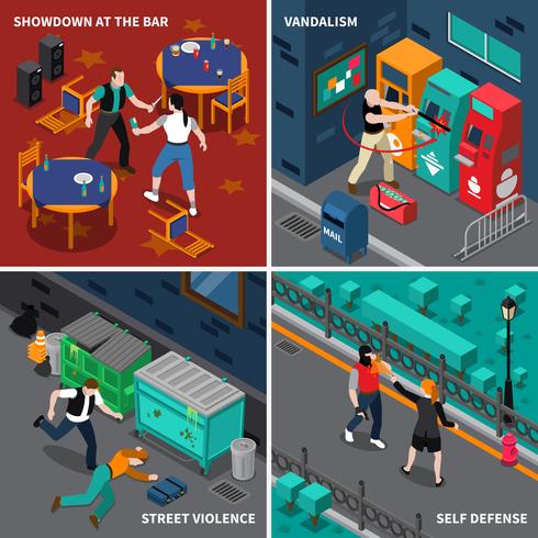 Hooliganism Isometric Compositions vector