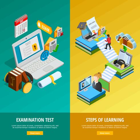 E-learning Vertical Banners Set  vector