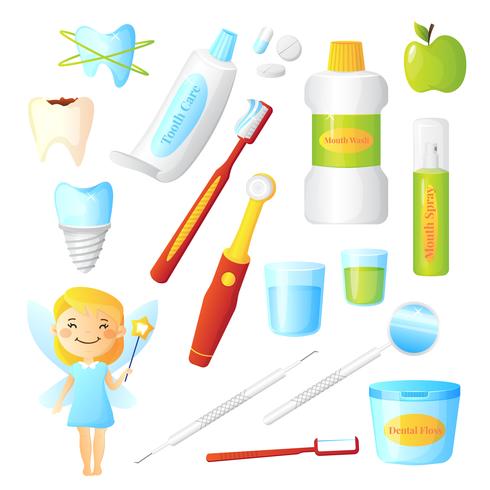 Teeth Healthy Dentist Set vector